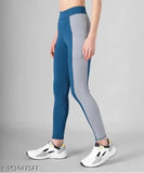 Peach striped polyester-spandex workout tights for ladies, yoga pants with pocket and ankle length, size 28-40 inches