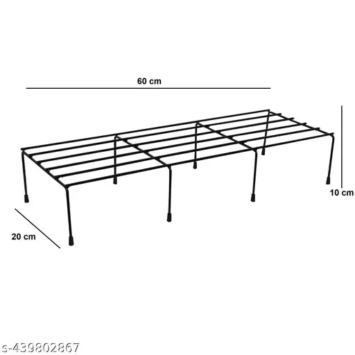 Black metal planter stand (pack of 4), chambray net for outdoor & indoor plants, ideal for home office and garden balcony living room