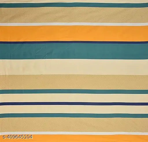 YellowGreen Stripe Cotton Feel Elastic Fitted Glace Printed Double Bed Sheet with 2 Pillow Coves - Ideal for Summer, 72 x 78 inches