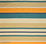 YellowGreen Stripe Cotton Feel Elastic Fitted Glace Printed Double Bed Sheet with 2 Pillow Coves - Ideal for Summer, 72 x 78 inches