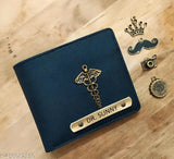 Premium leather, customizable men's wallet with name & charm in various colors and designs
