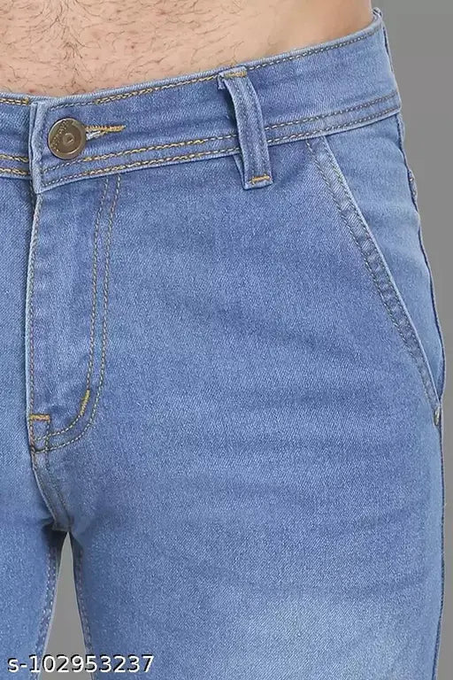 Light blue denim Sobbers slim men's jeans, 41" length, 28/30/32/34/36 sizes available, Indian origin