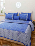 Pure cotton printed Jaipur double bedsheet, superfine ethnic motifs, 2 pillow covers (90x100 inches), ideal for summer use