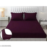 Radrugs wine Striped Satin Fitted Bedsheets - Superfine, polycotton microfiber, elastic borders, adult-sized bedding for summer, premium quality like hotel sheets