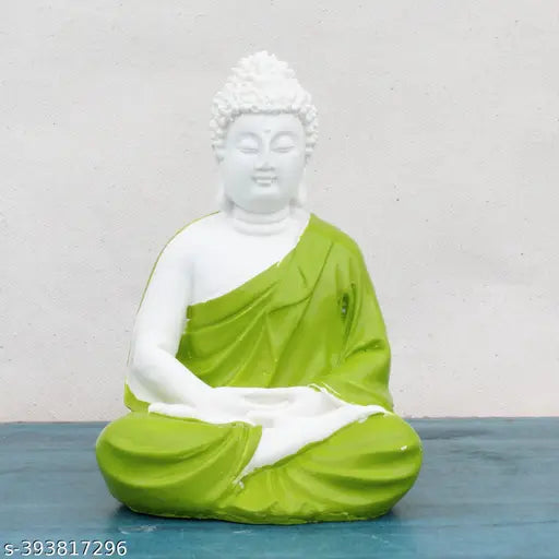 olive resin Polymarble meditation Buddha statue, premium handcrafted figurine (5.5-inch) for spiritual spaces