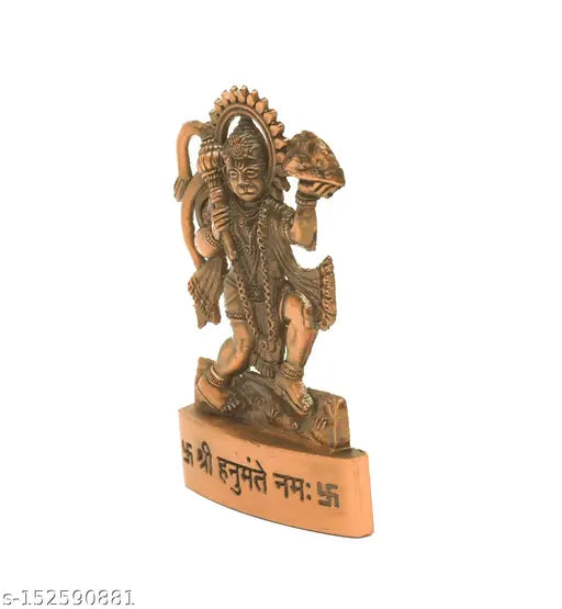Copper polished, spiritual Hanuman Ji/Bajrangbali statue for car dashboard, India-made, dimensions: 4.5cm x 7cm x 1cm