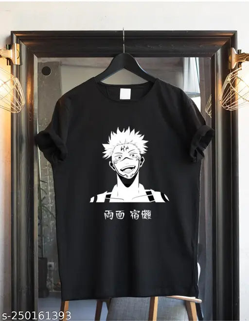 Anime character Satoru Gojo over-sized tee, half sleeve round neck with vibrant printed design on soft cotton blend