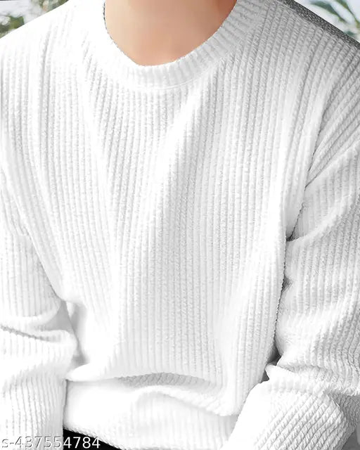 Premium cotton blend long-sleeve solid t-shirt for men, India-made menswear on hangar