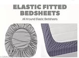 Premium King Size Fully Elastic Fitted Bedsheet All Around 360 degree Fits upto12 Inch Mattress with 2 Contrast Pillows