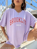 Oversized purple drop shoulder t-shirt for women