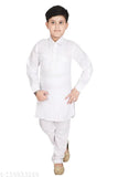 Kids Pathani cotton kurta pajama set, solid pattern for 1-12 years old children, traditional Indian attire