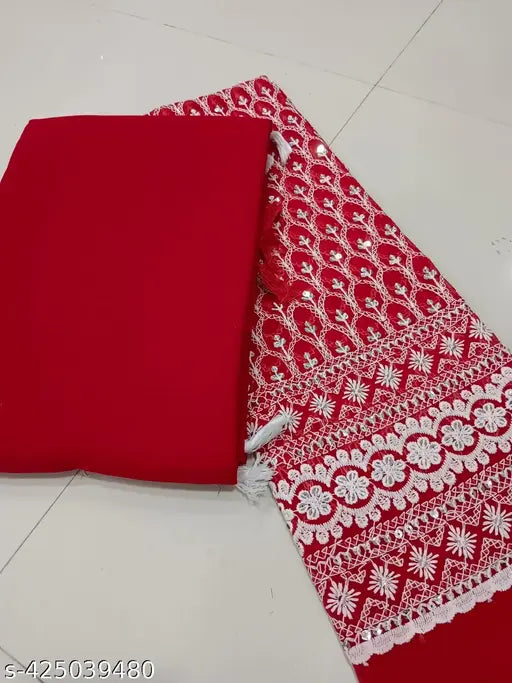 Georgette saree, lakhnowi pattern thread embroidered, heavy work, sifali blouse