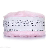 Pink faux fur sling bag with silver zip closure