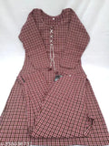Wool kurti sets, warm tone, featuring red and white plaid pattern, zip closure, includes a kurta and churidar pants