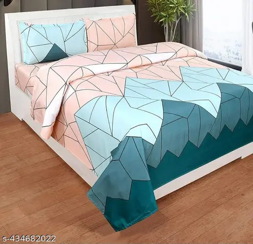 Glace-Cotton double bed sheets, superfine abstract pattern, 144 thread count, ideal for summer, by Gravia Homes
