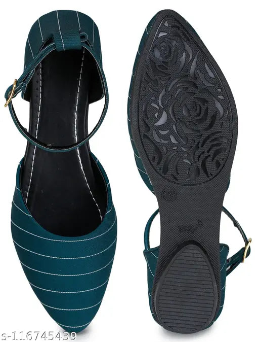 Mesh ankle bellies for women, striped pattern, suitable for party, office, or formal wear in sizes IND-4 to IND-8. Made in India