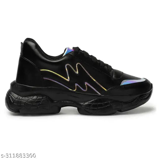 Soft synthetic leather sneakers for women, non-slippery, great for party & gym - stylish, comfortable, durable with PU sole and lace-up closure