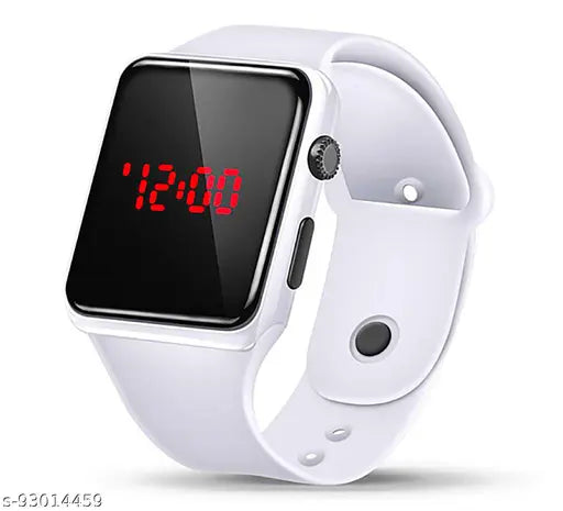 Square watch with digital display, featuring gold color, date and time functions, and a rectangular case design. Fashion accessory