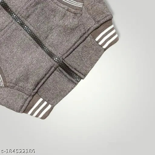 Light brown cotton sweater for kids - Solid style, cool look, comfortable fit for juniors (1-2yrs to 7-8yrs) from Aapke Kids. Made in India