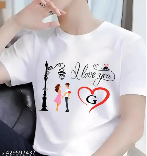 White polyester I Love You A-Z typography round neck T-shirt, sublimation print, Indian origin