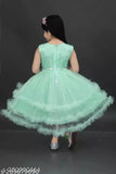 Green ruffled children's dress with matching headband
