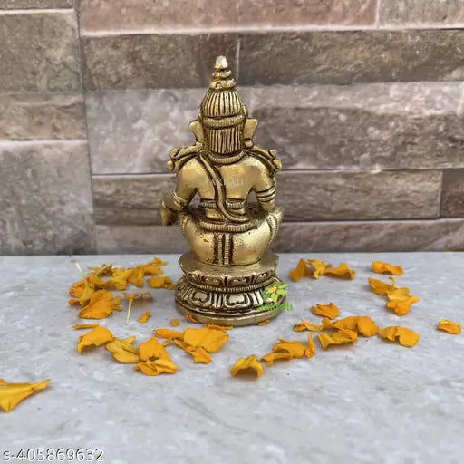 Brass Ayyappa Lord Murti Statue, epitome of Dharma & Truth, Indian decor item (5cmL x 7.5cmH x 4cmW)