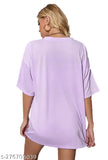 Purple oversized t-shirt with half sleeves, cotton blend fabric