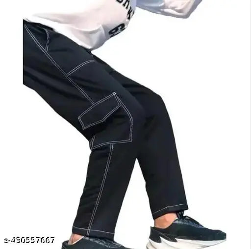 Men's black stretchable jeans with elastic waistband and pockets