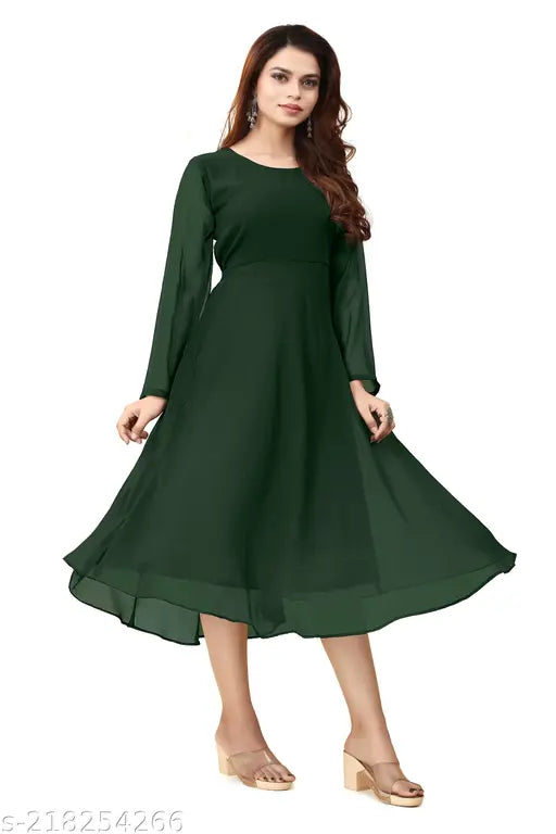 Green dress with ruffle sleeves