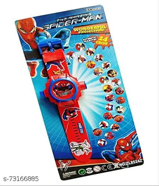 Red digital watch with Spider-Man characters, suitable for children