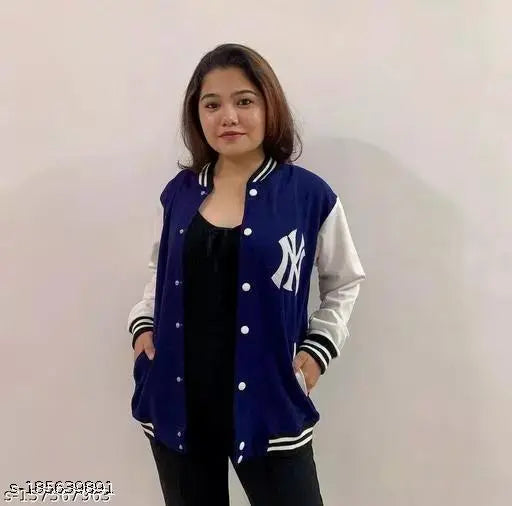 Colorblocked fleece women's bomber jacket with long sleeves, India-made fashion outerwear for autumn/winter