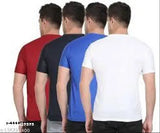 Polyester men's multi-colored T-shirt combo pack - solid round neck and short sleeve options available in sizes S to XXL