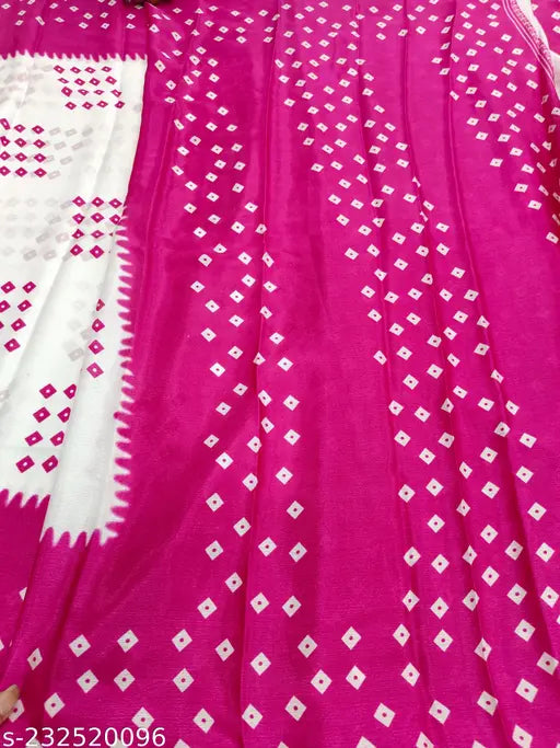 Best art silk printed saree with running cotton blouse, traditional Banarasi pattern on display