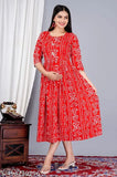 Red cotton long kurta kurti, woman wearing