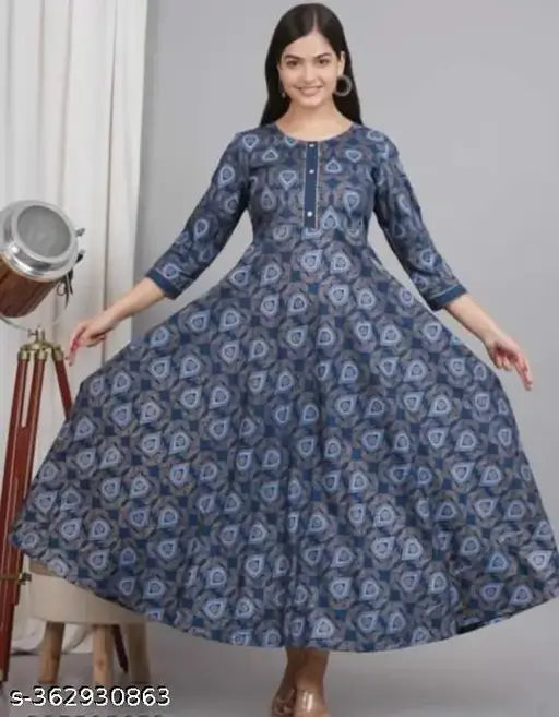 Rayon three-quarter sleeve Aman Maya kurti, printed combo for women's fashion, India