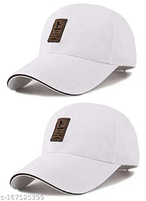 White cotton baseball cap combo, striped and embroidered, sporty style for men and boys