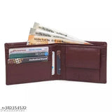 Stylish faux leather bi-fold wallet, 2 compartments, textured design. Premium leather for modern men's accessory, free size (10cm x 5cm). New item may feel stiff and tight, softens with use. Made in India