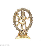 Gold plated Oval Natraj Statue, depicting Dancing Shiva Natraja for home decor - 18cm metal sculpture