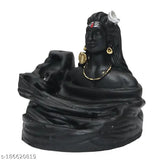 Khushi Handcrafted Lord Shiva Smoke Backflow Showpiece, black ceramic smoke backflow art with metal stand and golden necklace
