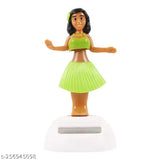 Plastic dancing doll for car dashboards, office study room table. Features solar-powered flower, bobblehead figures, lucky cat figurines, Funko Pop! vinyls, hula girl. Indian origin