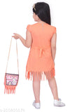 Orange fringe dress with open front