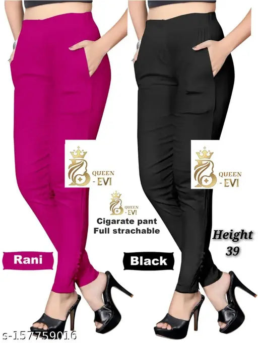 Women's high-waisted pants with cargo pockets, black leggings, jeans material