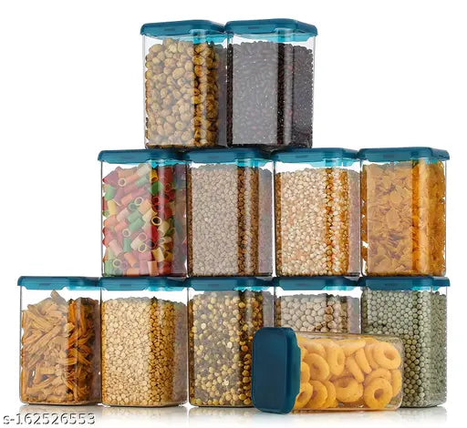Clear plastic airtight square container set, 3mL, unbreakable design, set of 12