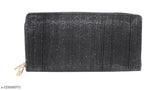 Shiny glittering material women's clutch purse, black color