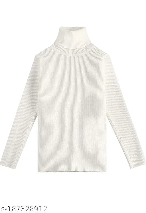 Smarty Plus Clothing Baby Girls Wollen Warm sweater High Neck Full Sleeves T-Shirt/Inner Sweaters for Winter (white pack of 1)