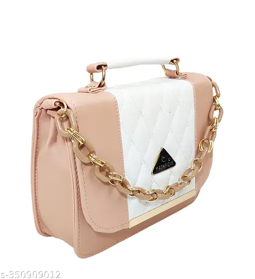 Pink quilted clutch purse with gold chain strap