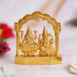Metal Lord Laxmi Ganesha statue, 8.5cm x 10cm x 7.5cm, Indian handcrafted home decor