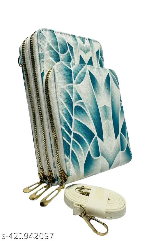 A women's crossbody sling bag with multiple compartments, suitable for holding mobile bank cards and cosmetics