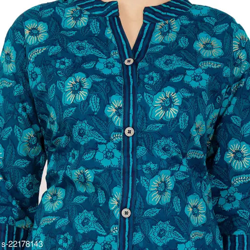 Printed net cotton Myaza women's Kurta & Palazzo set, three-quarter sleeves, India-origin