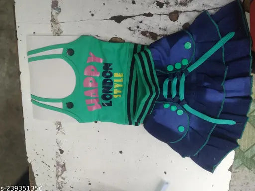 Glace Cotton Kids Winter Top Skart Suit - typography design for cold weather, kids wear